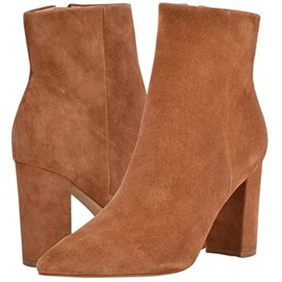 NWOT Marc Fisher LTD Ulani Point Toe Leather Chunky Heeled Booties Size 10 - Picture 1 of 9